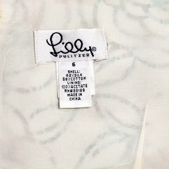 Vtg Lilly Pulitzer White Label Silk Blend Floral Dress Sz 6 Butter Yellow Roses - Picture 7 of 12